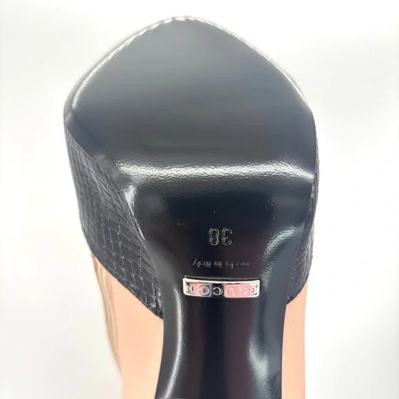 NEW Gucci Harriet Thigh High Snake Emboss Beige Black Pointed Toe Boots 38 - Picture 10 of 10